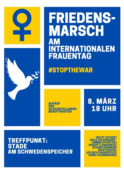 Friedensmarsch am internationalen Frauentag Gemeinsam gegen die Krieg in der Ukraine © Landkreis Stade