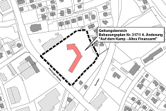 Geltungsbereich der 4. Änderung des Bebauungsplanes Nr. 317/1 "Auf dem Kamp - Altes Finanzamt" Geltungsbereich der 4. Änderung des Bebauungsplanes Nr. 317/1 "Auf dem Kamp - Altes Finanzamt"