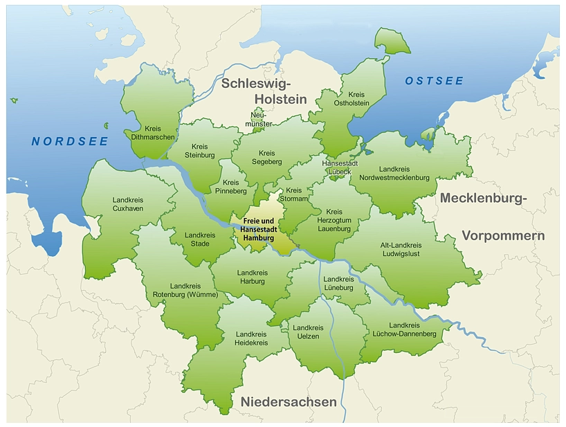 Metropolregion Hamburg Karte © Metropolregion Hamburg