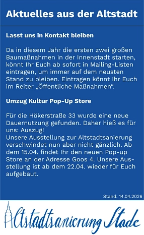 Newsticker Altstadt 14.04.2026&nbsp;&copy;&nbsp;Hansestadt Stade